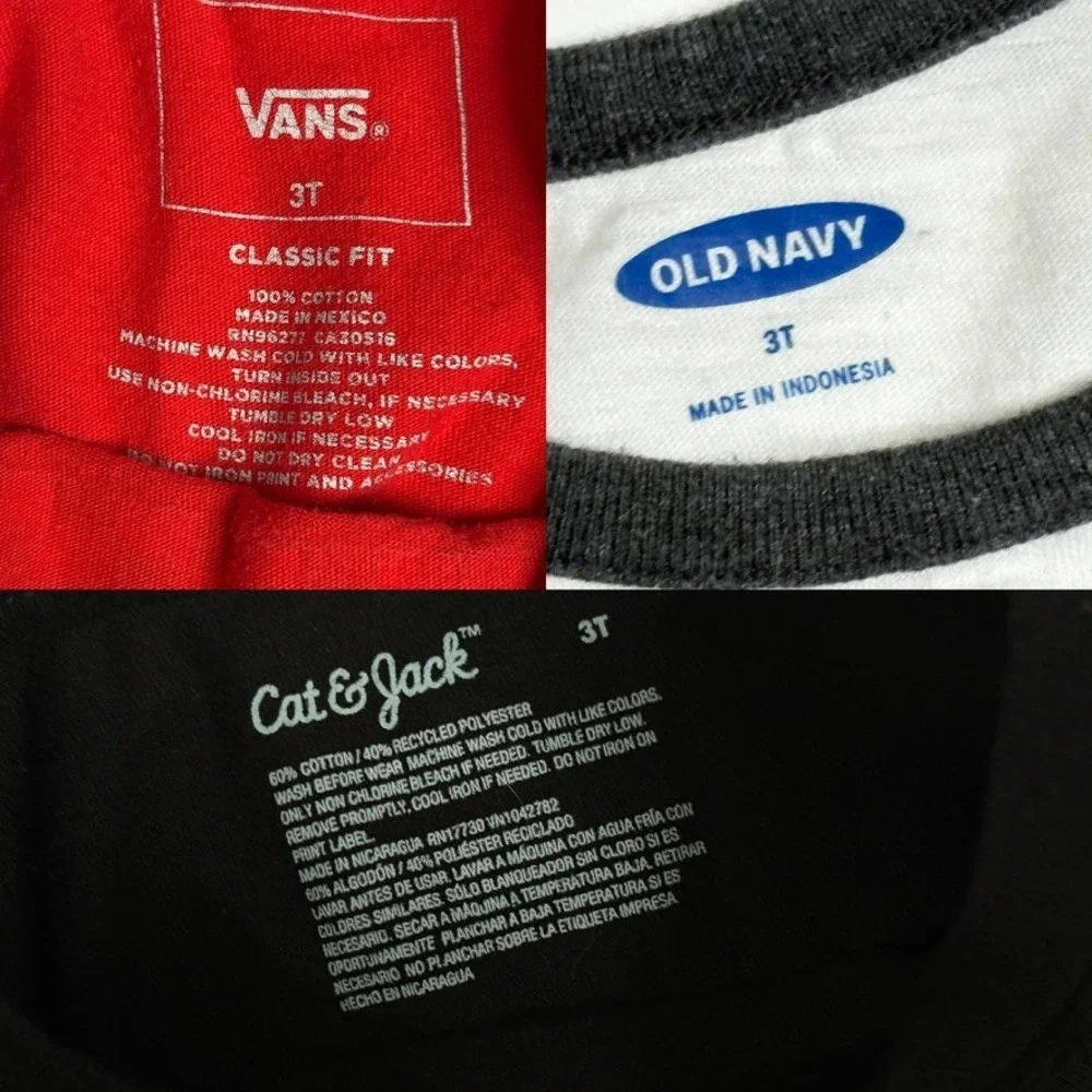 Old Navy +‎ Vans + Cat & Jack Red Tee Black Tee White Tank Top 3T Toddler Summer
